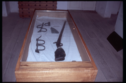 Gun and leg irons used in enslavement:  museum, House of Slaves,  Goree Island, Senegal.